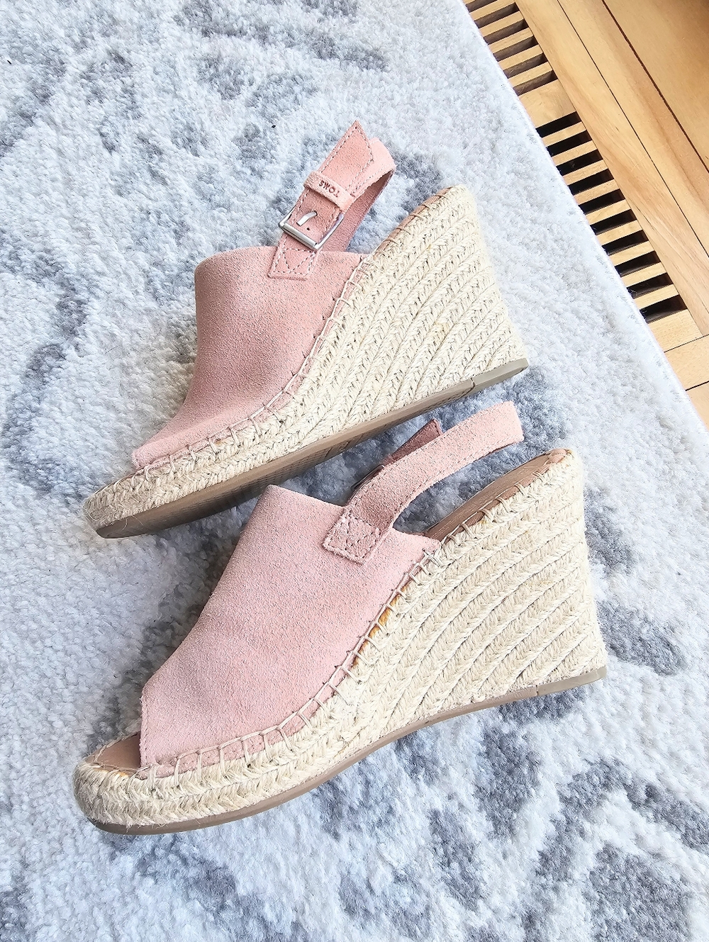 Toms Pink Suede Espadrille Wedge Slingbacks - Picture 2 of 8